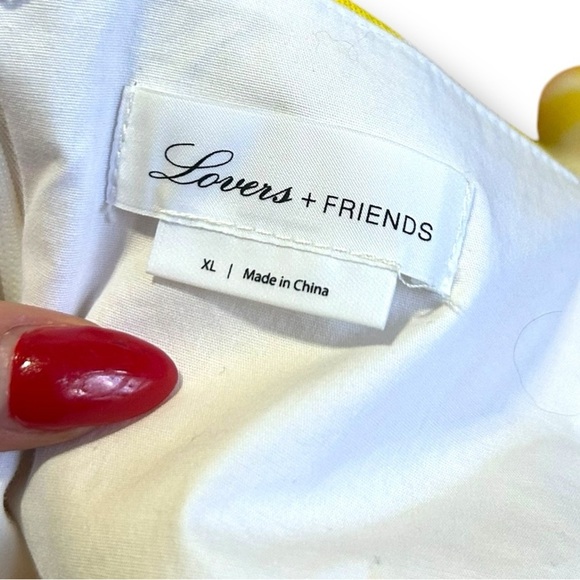Revolve Lovers + Friends Adele Mini Dress Lemon Stripe Sweetheart Sz XL yellow - Picture 9 of 11